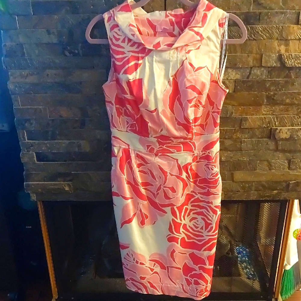 Lilly Pulitzer Pink and White Sleeveless Sheath Dress